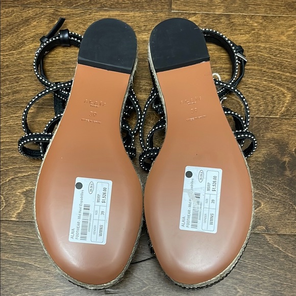 NWT, Alaia Leather Studded Espadrille Sandals - Picture 15 of 16